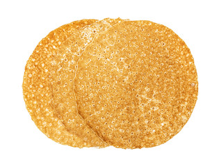 Shrovetide, Maslenitsa, fishnet pancakes, flapjack,slapjack,  isolated on the white