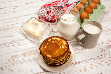 High pile of delicious pancakes