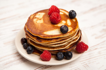 High pile of delicious pancakes