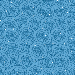 Seamless background of blue roses