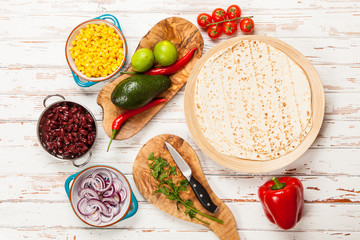 Tortilla with a mix of ingredients