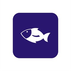 Icono de pez sobre un fondo azul oscuro. Ilustración vectorial