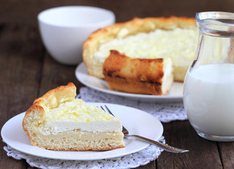 cakes with cottage cheese and milk