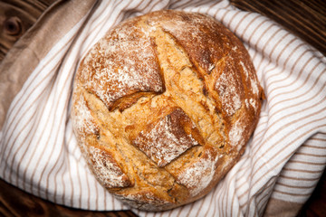 Bread assortment on wooden surface