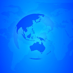 Blue World Globe. Asia and Oceania.