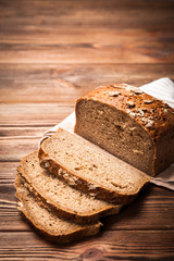 Bread assortment on wooden surface