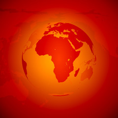 Red World Globe. Europe and Africa.