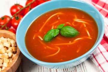 Tomato soup and basil