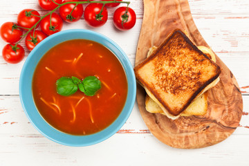 Tomato soup and basil