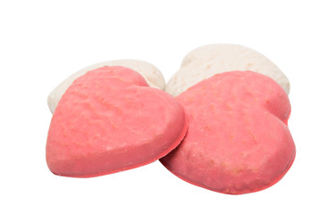 cookies in glaze hearts isolated