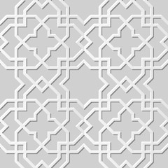 Vector damask seamless 3D paper art pattern background 337 Star Cross Line
