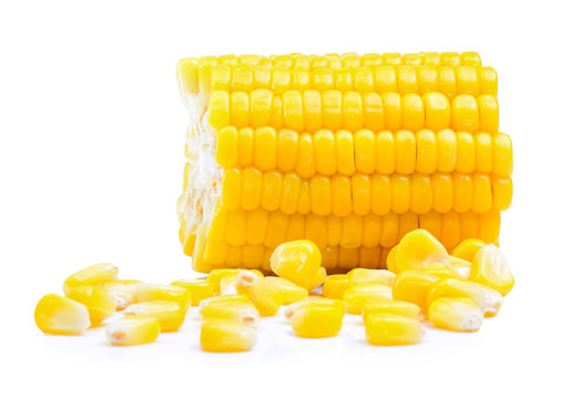 Closeup Sweet Corn isolated on white background