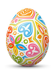 3D Vektor Osterei - Abstrakt verziert und mit fröhlichen Farben bemalt. Colorful Easter Egg with Abstract Pattern Isolated on White Background.