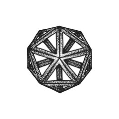 hand drawn dotted style polyhedron illustration.