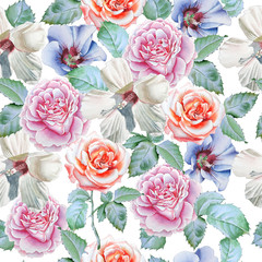  Seamless pattern with flowers.