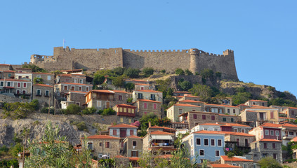 Fototapeta na wymiar Molyvos castle and village northern Lesvos Greece