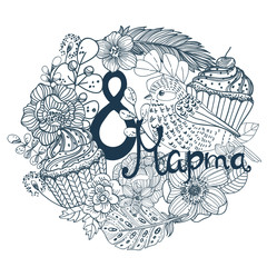 Doodle flower wreath background for beautiful design