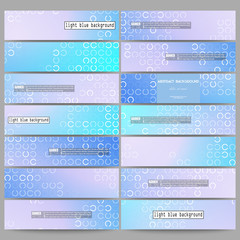 Set of modern banners. Abstract white circles on light blue background, vector illustration
