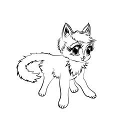 Obraz premium Cat face. Black and white sketch.