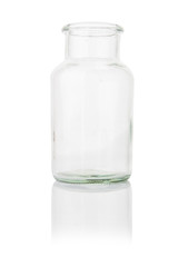 Empty glass jar for preserving isolated on white background.