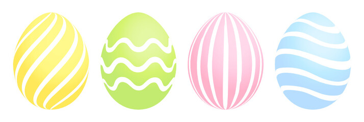 Set 4 Easter Eggs Pastel Stripes