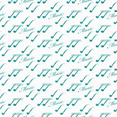 Teal and White Music Symbol Tile Pattern Repeat Background