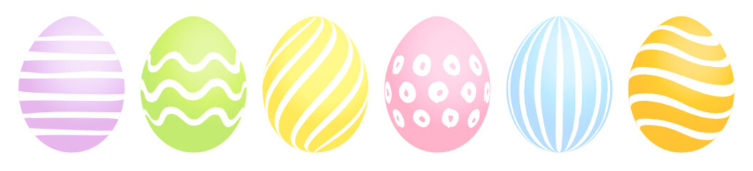 Set 6 Easter Eggs Pastel Stripes
