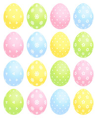 16 Easter Eggs Pastel Dots Set