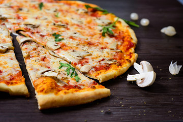 fresh delicious Italian pizza with mushrooms