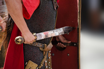 Roman soldier legionary with sword - 104095173