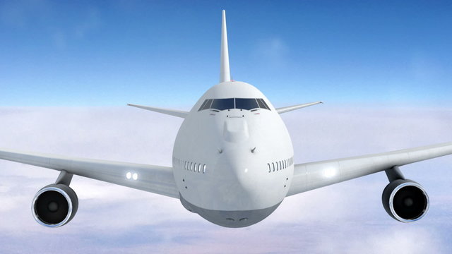 Large commercial airplane during flight at high altitude