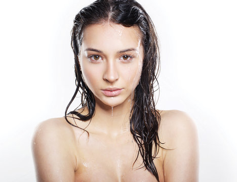 sweet girl with wet hair