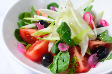 Obraz na płótnie Canvas salad of tomatoes and greens