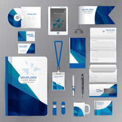 White identity template with blue origami elements. Vector compa © ploygraphic