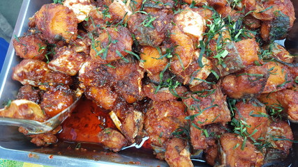 Spicy fried fish,delicious food in Thailand.