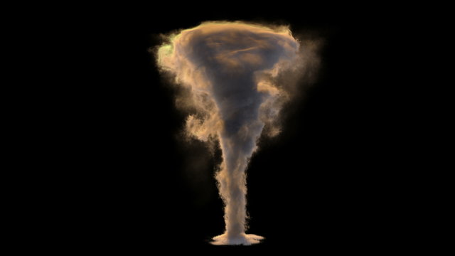a birth of tornado, whirl, twister or whirlwind, isolated on black background, with alpha  (uhd 3840x2160, ultra high definition, 1920x1080, 1080p) 4k