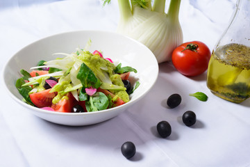 salad of tomatoes and greens