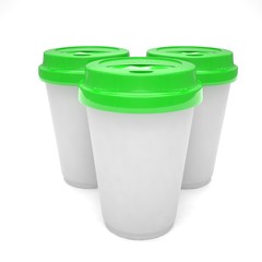 Three paper coffee cups