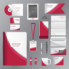 White identity template with pink origami elements. Vector compa © ploygraphic