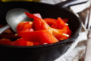 Slices of red paprika