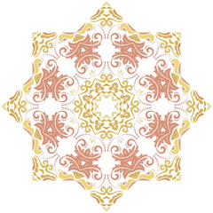 Oriental vector colorful round pattern with arabesques and floral elements. Traditional classic ornament