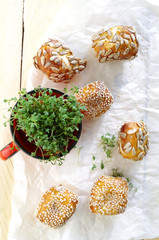 Laugenbrötchen und Kresse