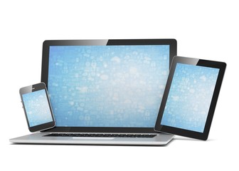 Naklejka premium laptop, tablet, phone, on white