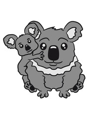 sweet little baby koala cute mamapapa child sitting hold back family