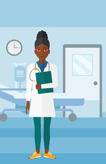 Doctor in hospital ward.