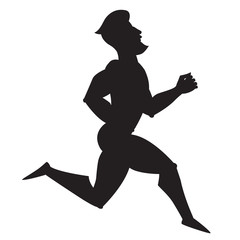 Silhouette vector illustration. Running. Cartoon style athlete.  Isolated vector on white background