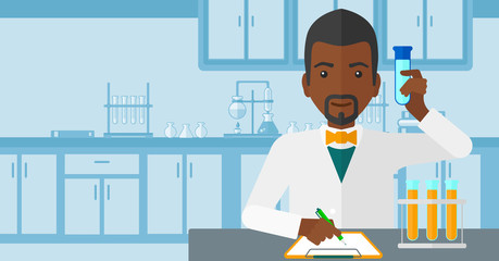 Laboratory assistant working. 