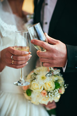 Beatiful bride with boquet in the hend