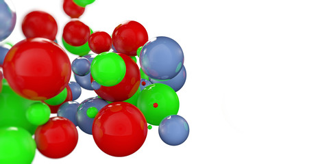 3d Colored balls on a wihte background