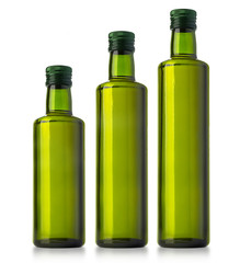 Olive oil bottle on white
